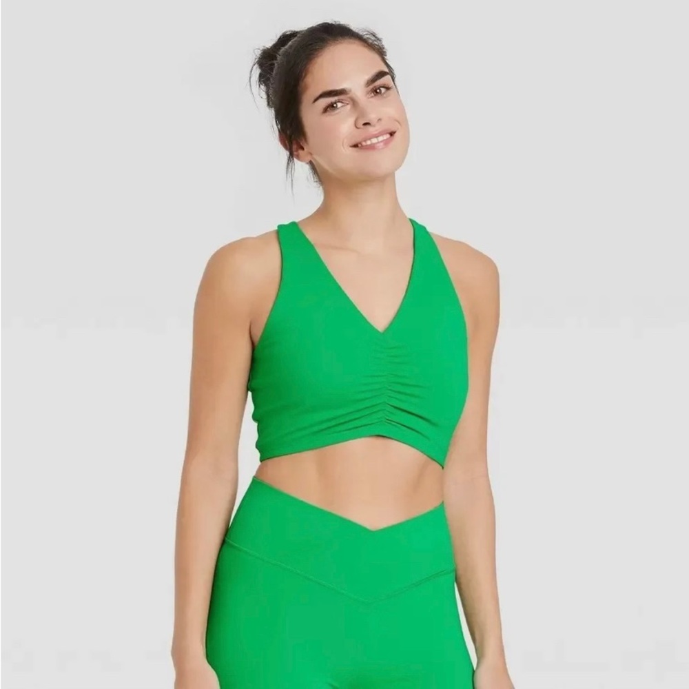 Green JoyLab Rouched Crop Top
